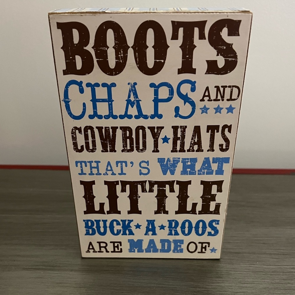 Ganz Baby Boy Cowboy Box Sign NWT